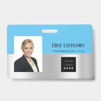 Employee Barcode Logo Name Scanner Grey Ocean ID Badge