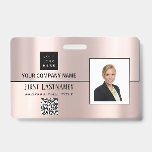 Employee Barcode Logo Name Scanner Grey Rose Verti ID Badge