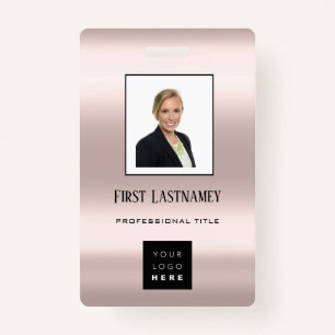 Employee Barcode Logo Name Scanner White Rose ID Badge