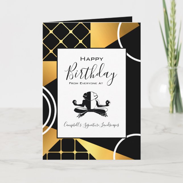 Employee Birthday Add Logo Elegant Card (Front)