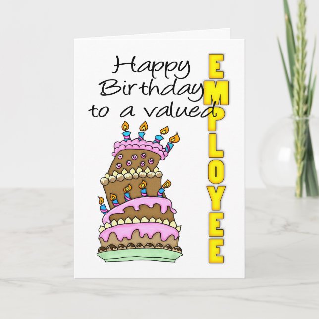Employee Birthday Card - Birthday Cake Valued Empl (Front)