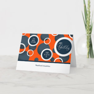 Employee Birthday Orange Geometric Business Name Card