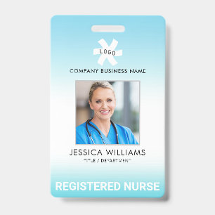 Employee Blue Gradient Editable Occupation Photo ID Badge