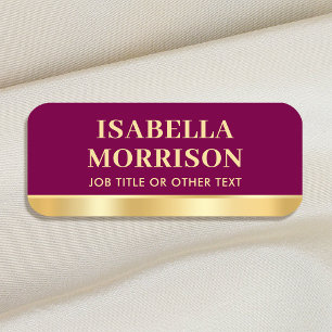 Employee Business Custom Staff ID Plum Gold Name Tag