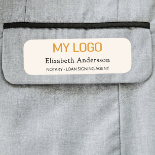 Employee business logo beige cream magnetic name tag