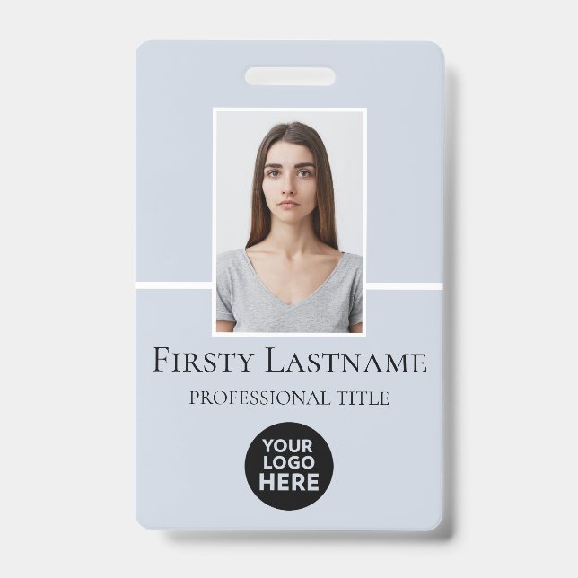 Employee Custom Photo, Barcode, Logo, Name ID Badge (Front)