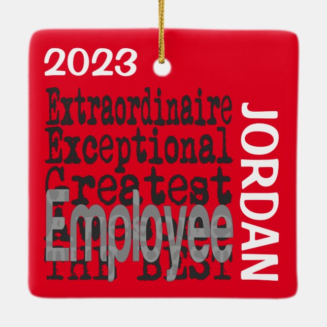 Employee Extraordinaire CUSTOM Ceramic Ornament (Back)