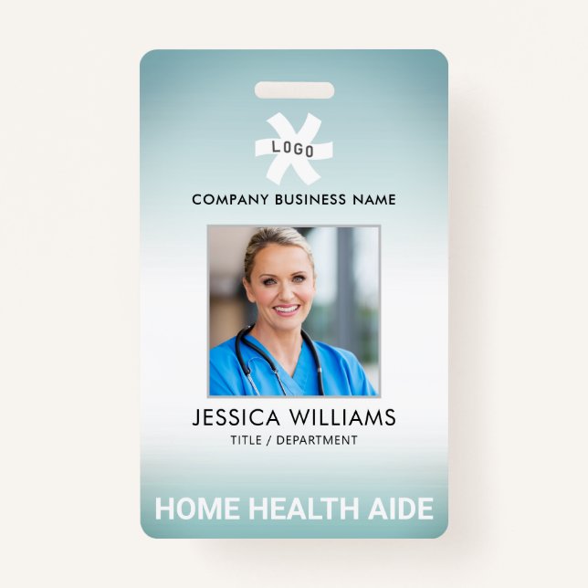 Employee Green Gradient Editable Occupation Photo ID Badge (Front)