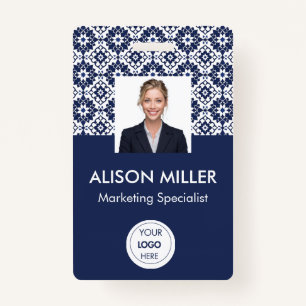 Employee ID Badge – Photo, Logo & Name (Navy)