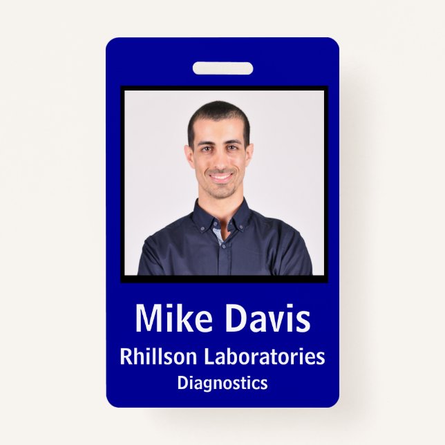 Employee ID Badge Royal Blue Vertical Design (Front)