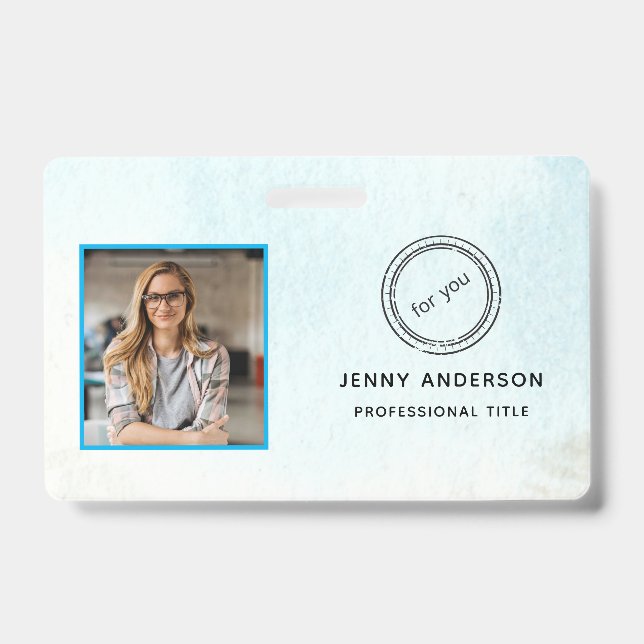 Employee ID Badge with Photo, Barcode, Logo & Name (Front)
