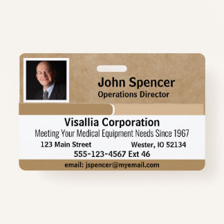 Employee ID Beige and White Horizontal ID Badge