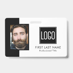 Employee ID   Black White Logo Photo Badge