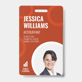 Employee ID Card Modern Red Staff Badge