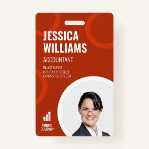 Employee ID Card Modern Red Staff Badge ID Badge