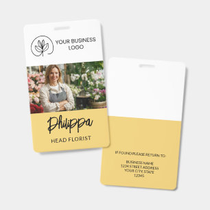 Employee ID in Soft Yellow Logo & Wide Photo Badge