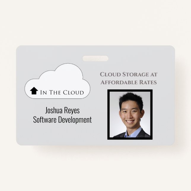 Employee ID Light Grey & Black Horizontal ID Badge (Front)