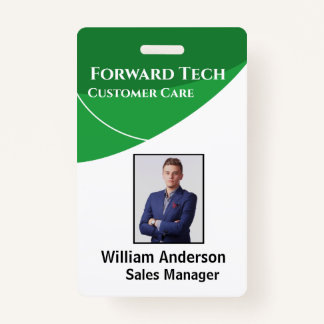 Employee ID Modern Green Swirls ID Badge