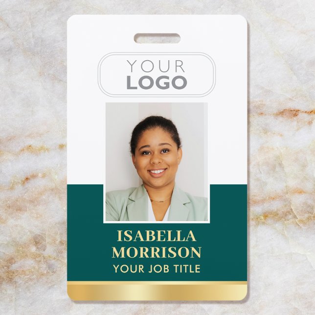 Employee ID Name Company Logo Green Gold Business ID Badge (Creator Uploaded)