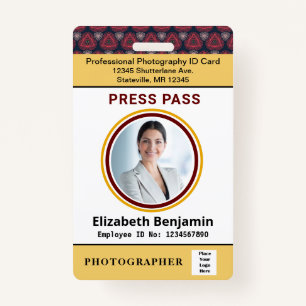 Employee ID Name  Custom Photo Logo Bar Code ID Badge