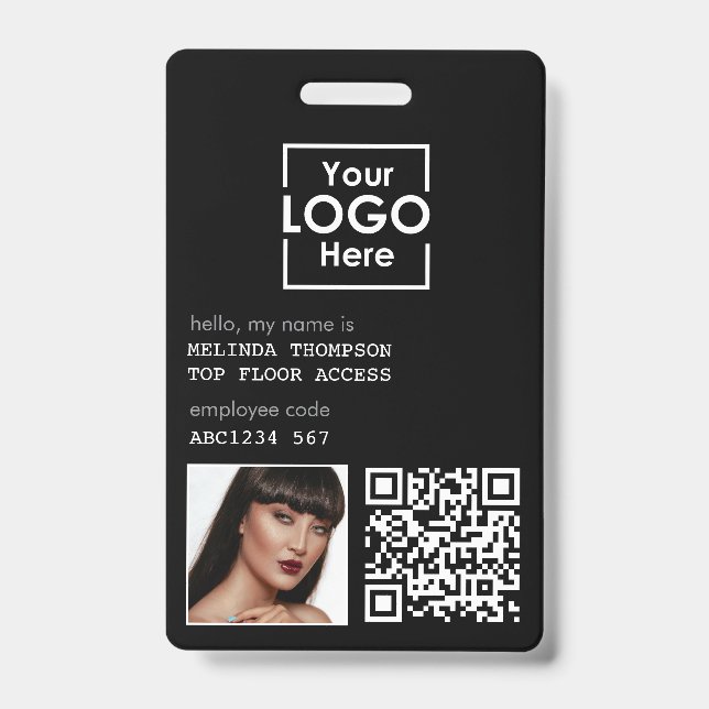 Employee ID Photo Company Identification QR Code Badge (Front)