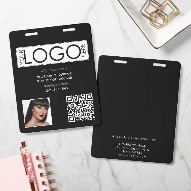 Employee ID Photo Company Identification QR Code Badge (Office)