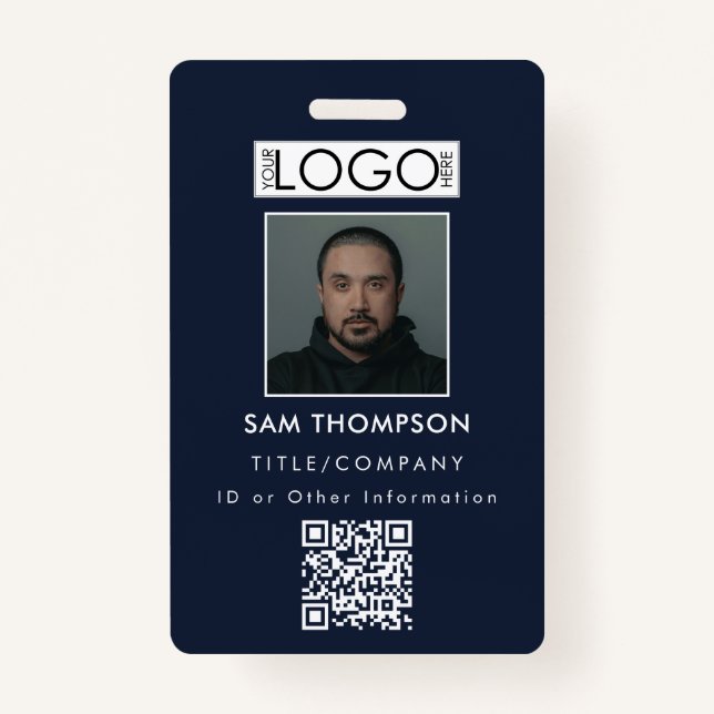 Employee ID Photo Company Security Badge QR Code ID Badge (Front)