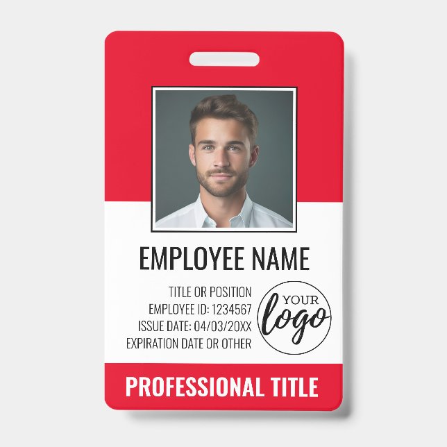 Employee ID - Photo, Logo, Title - Custom Plastic Badge (Front)