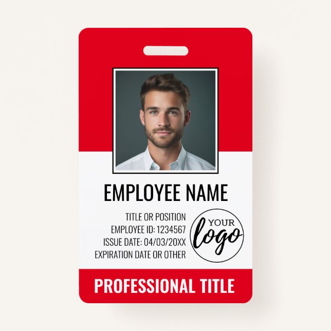 Employee ID - Photo, Logo, Title - Custom Plastic ID Badge (Front)