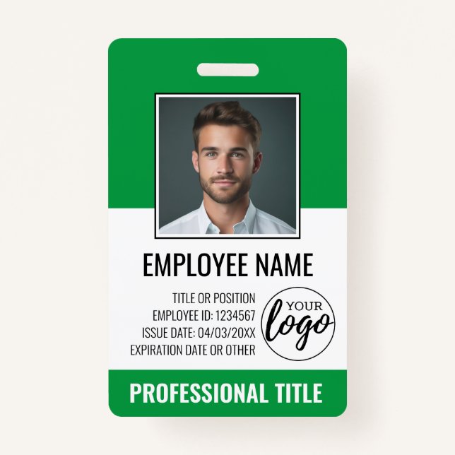 Employee ID - Photo, Logo, Title - Custom Plastic ID Badge (Front)