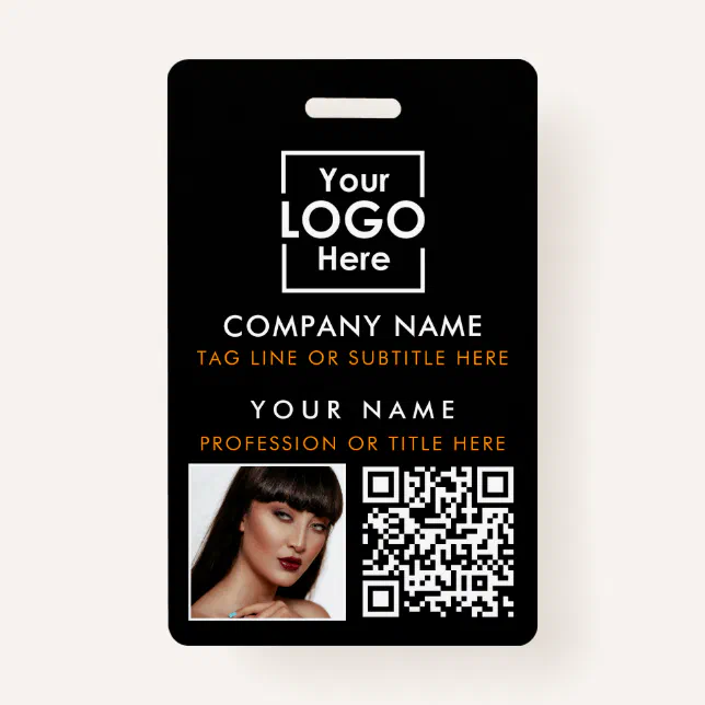 Employee ID Photo QR Code Custom ID Printing ID Badge | Zazzle