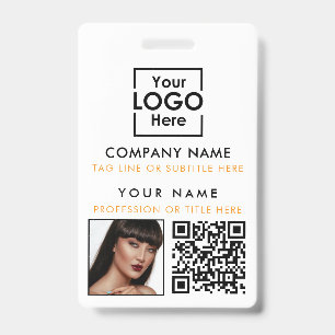 Employee ID Photo QR Code Custom ID Printing White Badge