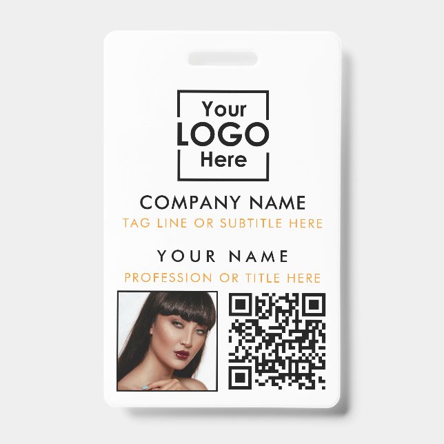 Employee ID Photo QR Code Custom ID Printing White Badge (Front)