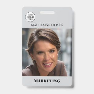Employee ID Photo QR Code Grey Logo Badge
