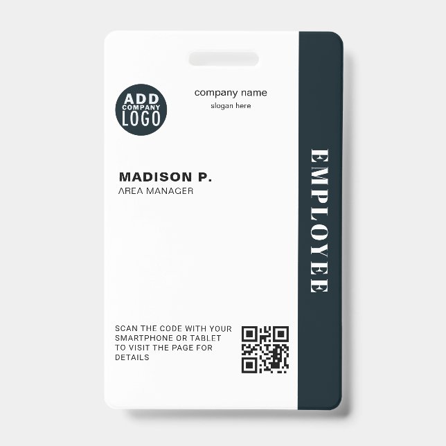 Employee ID Visitor Pass Custom QR Code Badge (Front)