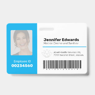 Employee identification ID barcode photo blue Badge