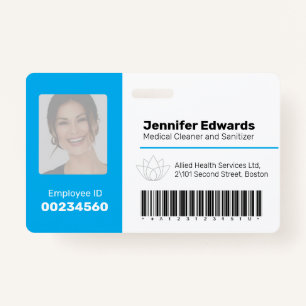 Employee identification ID barcode photo blue ID Badge