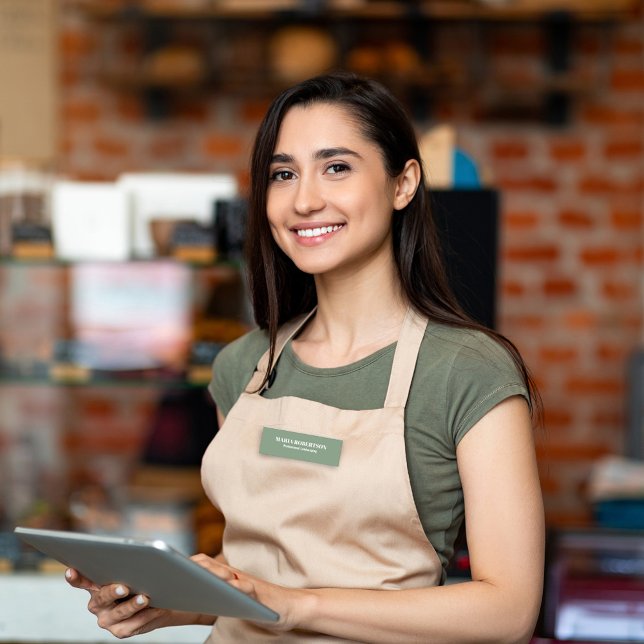 Employee Job Title Name Tag (Botanical green business name tag. )