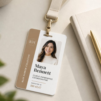 Employee Logo Badge Professional Company ID Beige