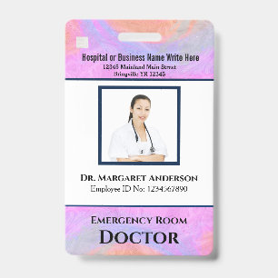 Employee Logo Bar Code Photo Name Custom ID Badge