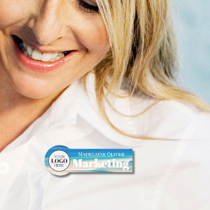 Employee Logo Blue Simple Name Tag