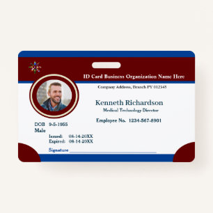 Employee Logo Business Bar Code Card Custom ID Badge