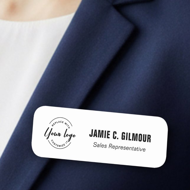 Employee Magnetic Custom Business logo Name Tag (Custom name tag with logo and employee title.)