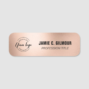 Employee Magnetic Custom Business logo rose gold Name Tag