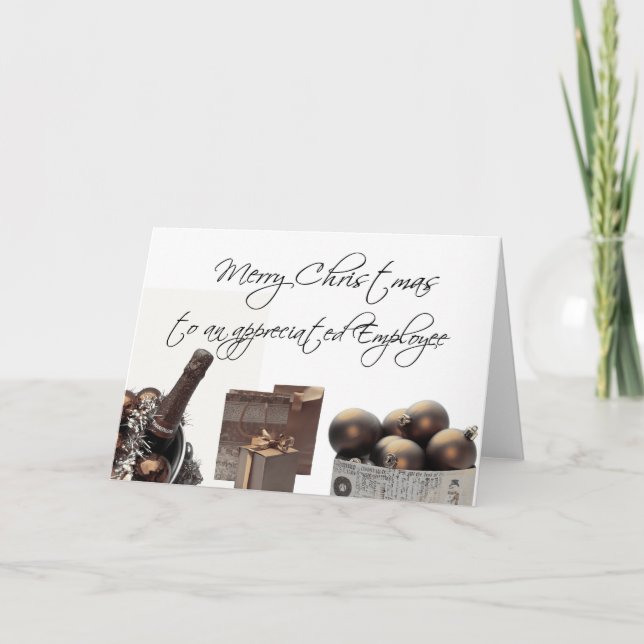 Employee Merry Christmas sepia Holiday Card (Front)