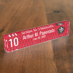 Employee milestone anniversary 10 years gift nameplate<br><div class="desc">10 years milestone anniversary certificates,  awards and gifts with a modern,  bold look and customised colours to match your company's style. Perfect additions to your work incentive and motivation programs.</div>