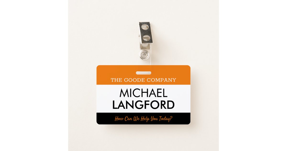 Employee Name Badge | Custom Text and Color Basic ID Badge | Zazzle.co.uk