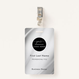 Employee Name Badge Silver/Business Logo Staff Tag ID Badge