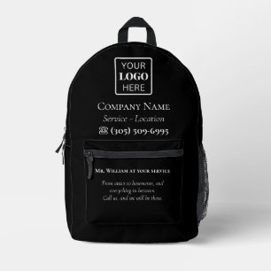 Employee Name Black Company Logo Promotional  Printed Backpack