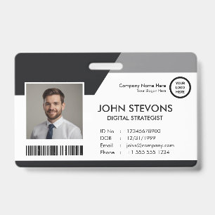 Employee Name Logo QR Code ID Badge